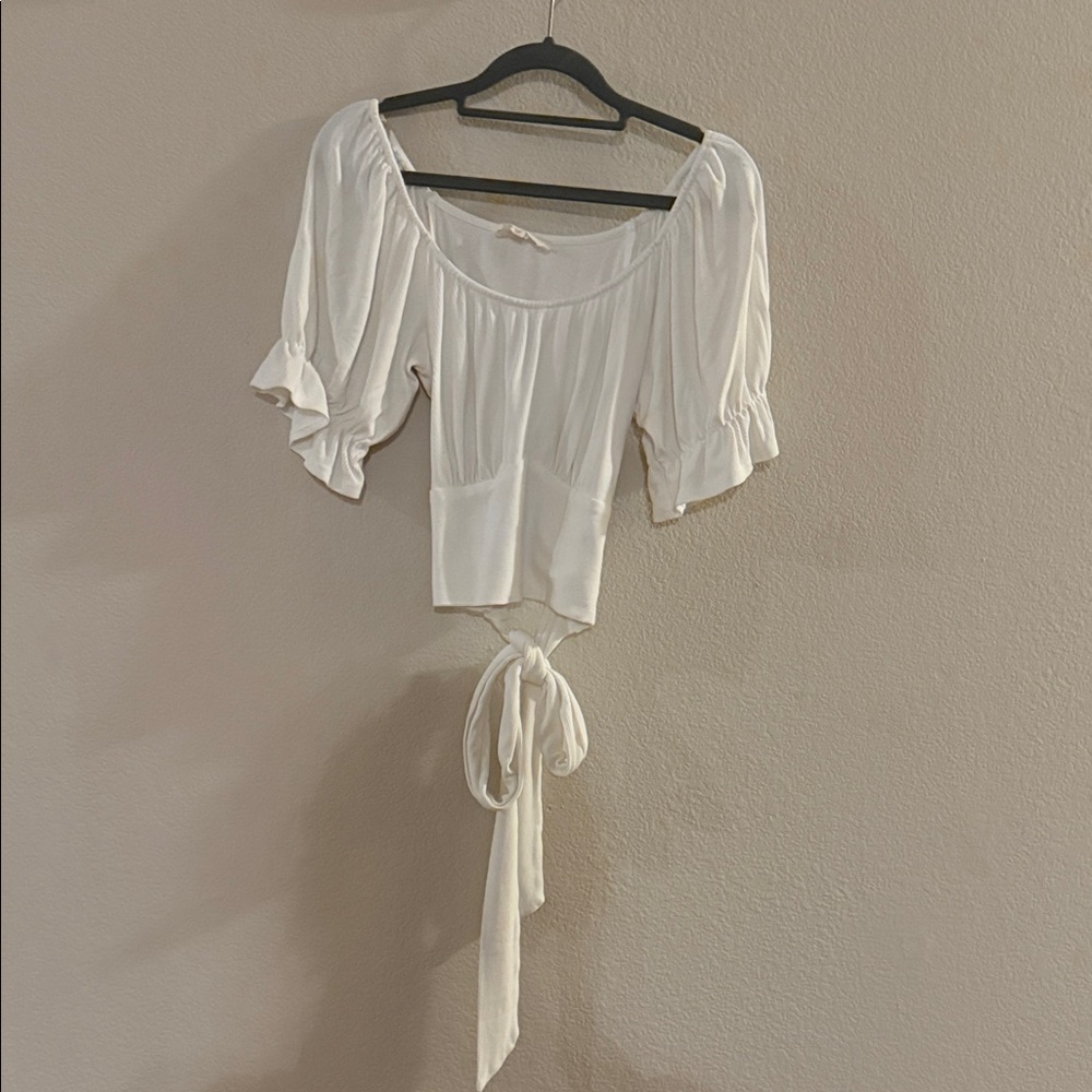 Listicle Cream Tie-Front Blouse